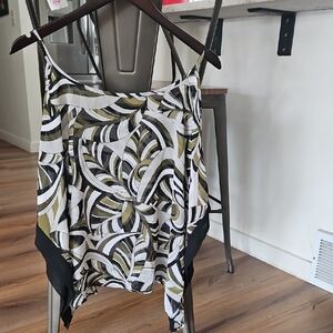 Jennifer Lopez Black, White, and Olive Tank Top